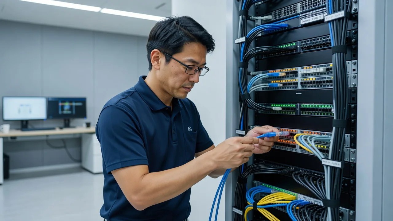 ネットワーク機器の設定作業を行うエンジニア