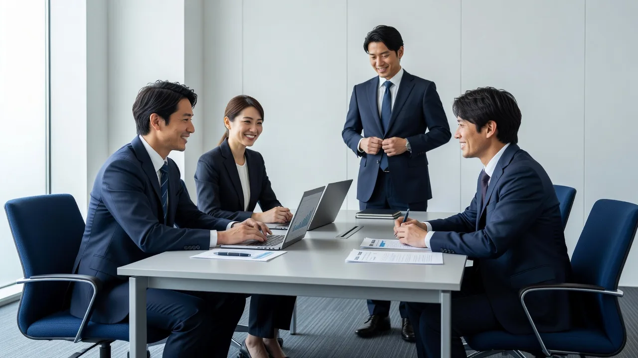 ITプロジェクトの進め方について話し合うチームの様子